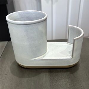 Hearth & Hand Modern Rim Stoneware Kitchen Sink Caddy Cream/Clay